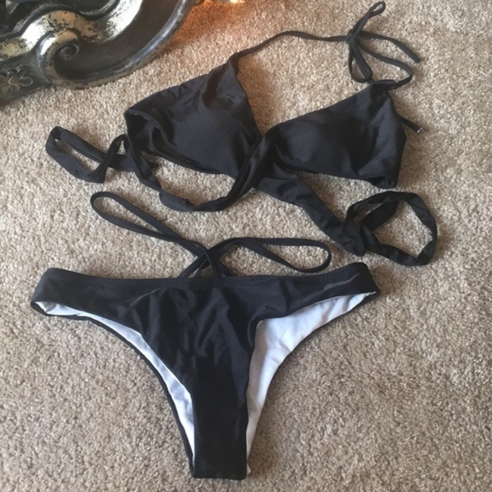 NWOT black wrap bikini - Picture 2 of 2